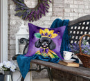 Black Poodle King of Mardi Gras Throw Pillow