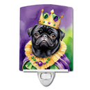 Black Pug King of Mardi Gras Ceramic Night Light