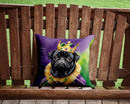 Black Pug King of Mardi Gras Throw Pillow - 14x14 Decorative Pillow – Art for Your Home & Patio