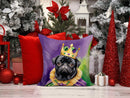 Black Pug King of Mardi Gras Throw Pillow - 14x14 Decorative Pillow – Art for Your Home & Patio