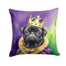 Black Pug King of Mardi Gras Throw Pillow - 14x14 Decorative Pillow – Art for Your Home & Patio
