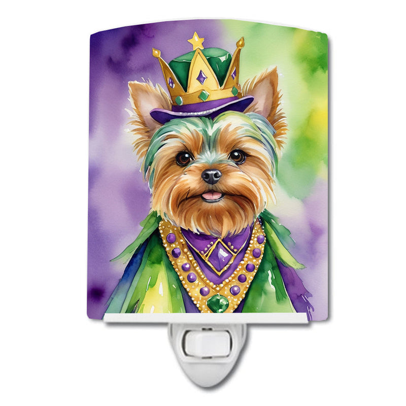 Yorkshire Terrier King of Mardi Gras Ceramic Night Light