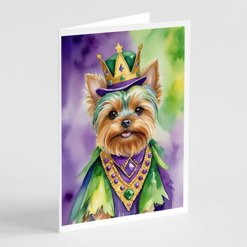 Yorkshire Terrier King of Mardi Gras Greeting Cards Pack of 8