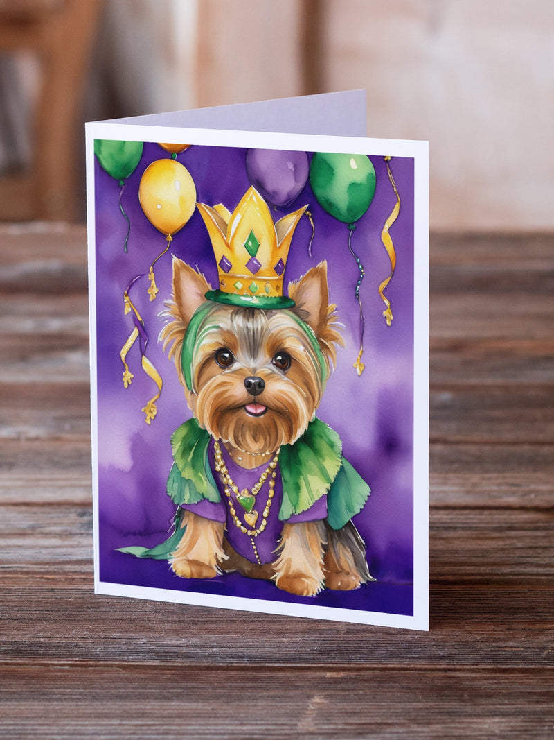 Yorkshire Terrier King of Mardi Gras Greeting Cards Pack of 8