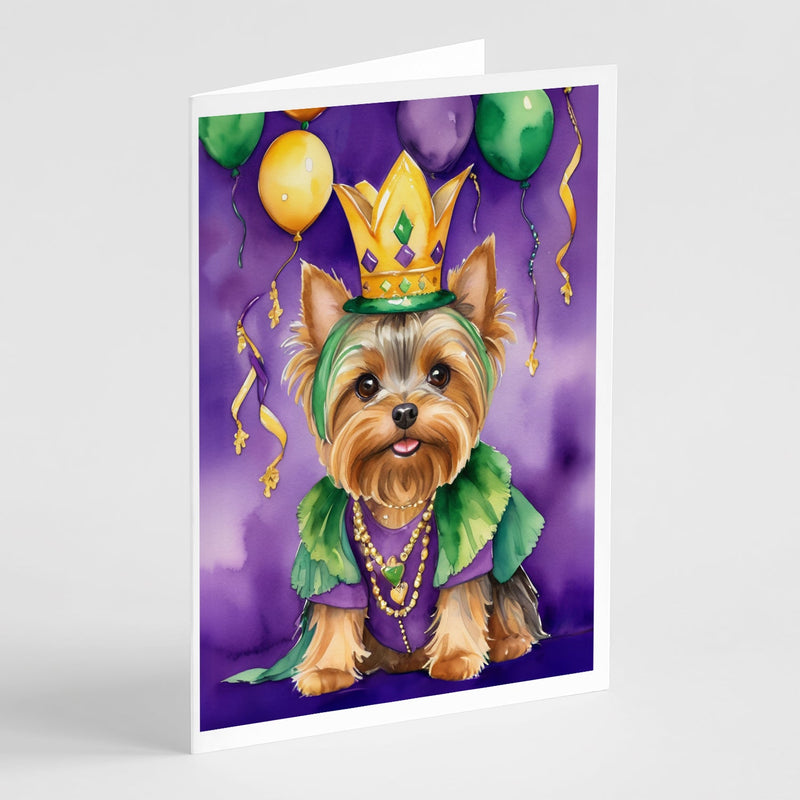 Yorkshire Terrier King of Mardi Gras Greeting Cards Pack of 8