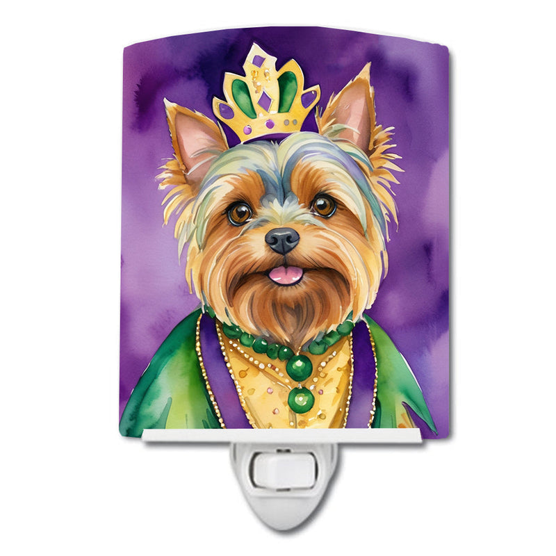 Yorkshire Terrier King of Mardi Gras Ceramic Night Light