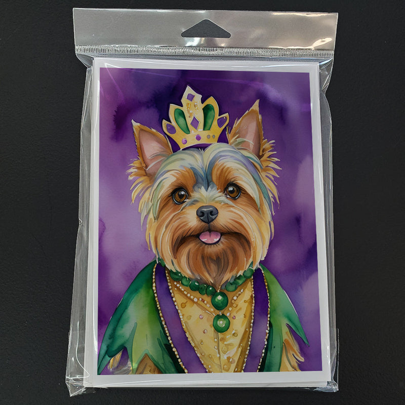 Yorkshire Terrier King of Mardi Gras Greeting Cards Pack of 8