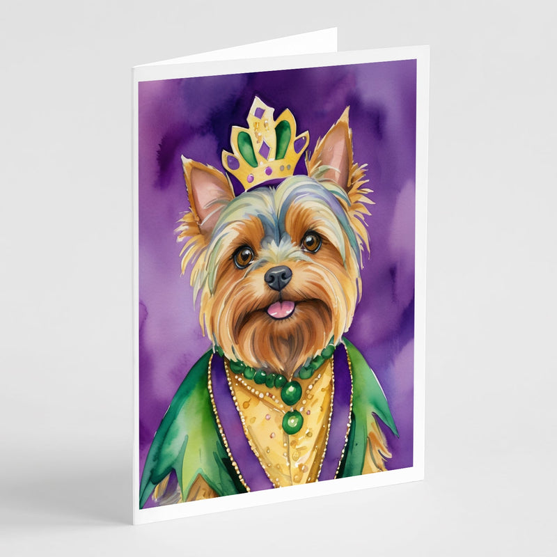 Yorkshire Terrier King of Mardi Gras Greeting Cards Pack of 8