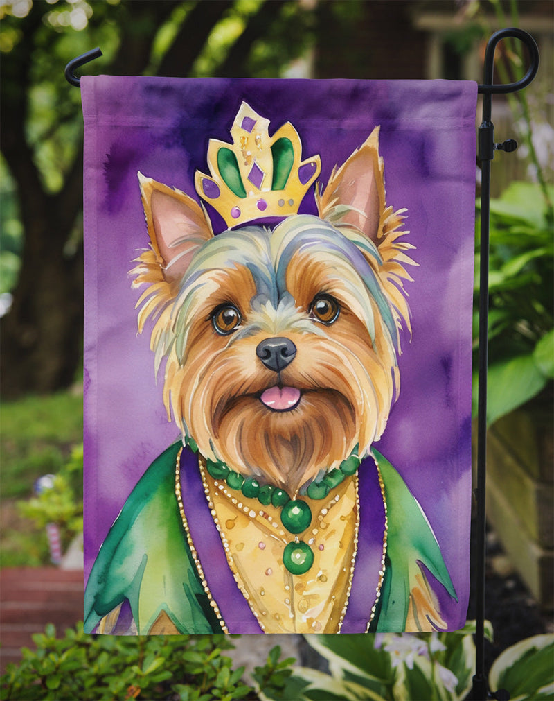 Yorkshire Terrier King of Mardi Gras Garden Flag