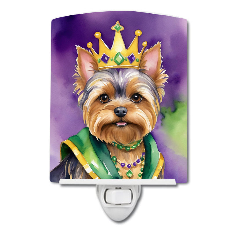 Yorkshire Terrier King of Mardi Gras Ceramic Night Light