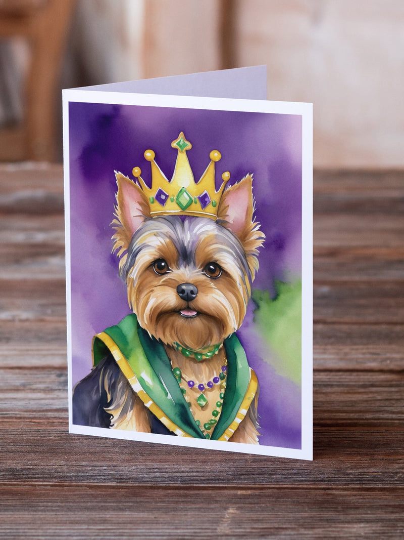 Yorkshire Terrier King of Mardi Gras Greeting Cards Pack of 8