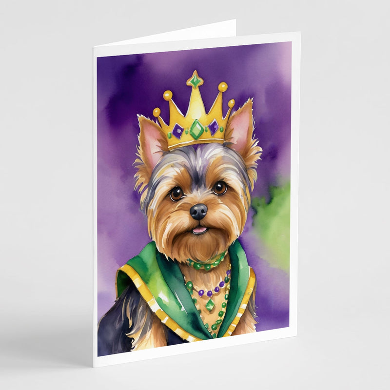 Yorkshire Terrier King of Mardi Gras Greeting Cards Pack of 8