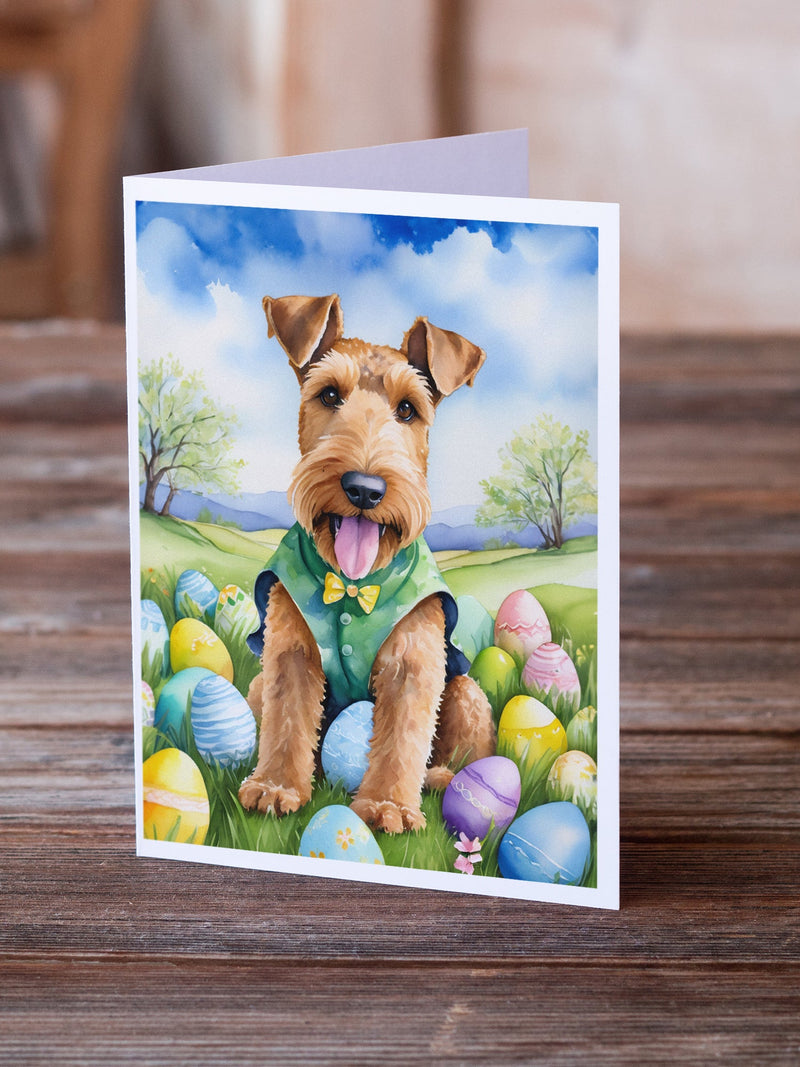 Airedale Terrier Easter Egg Hunt Greeting Cards Pack of 8