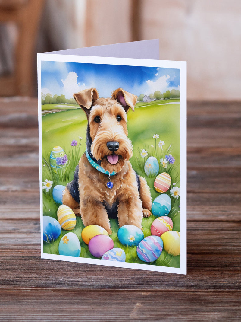 Airedale Terrier Easter Egg Hunt Greeting Cards Pack of 8