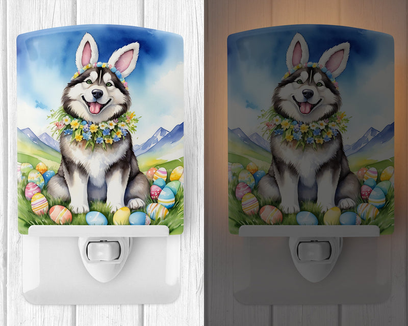 Alaskan Malamute Easter Egg Hunt Ceramic Night Light