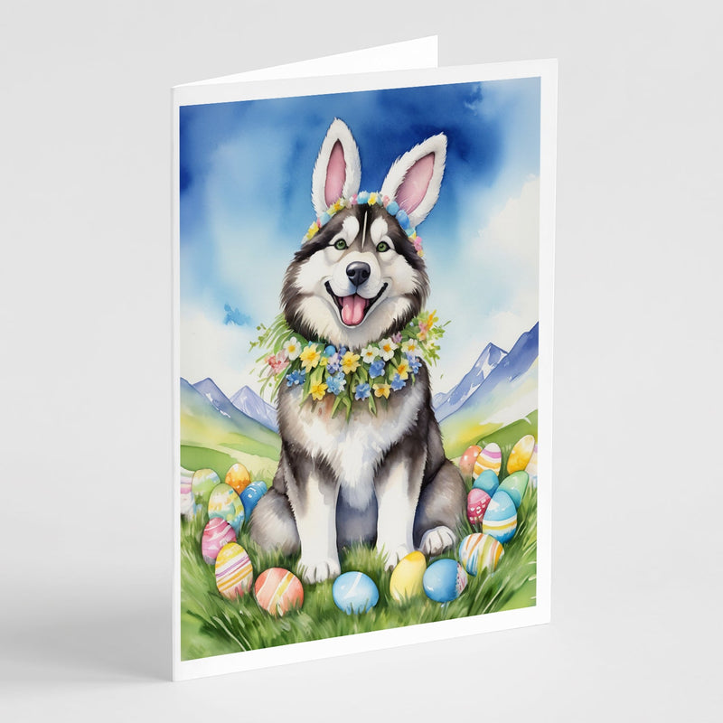 Alaskan Malamute Easter Egg Hunt Greeting Cards Pack of 8