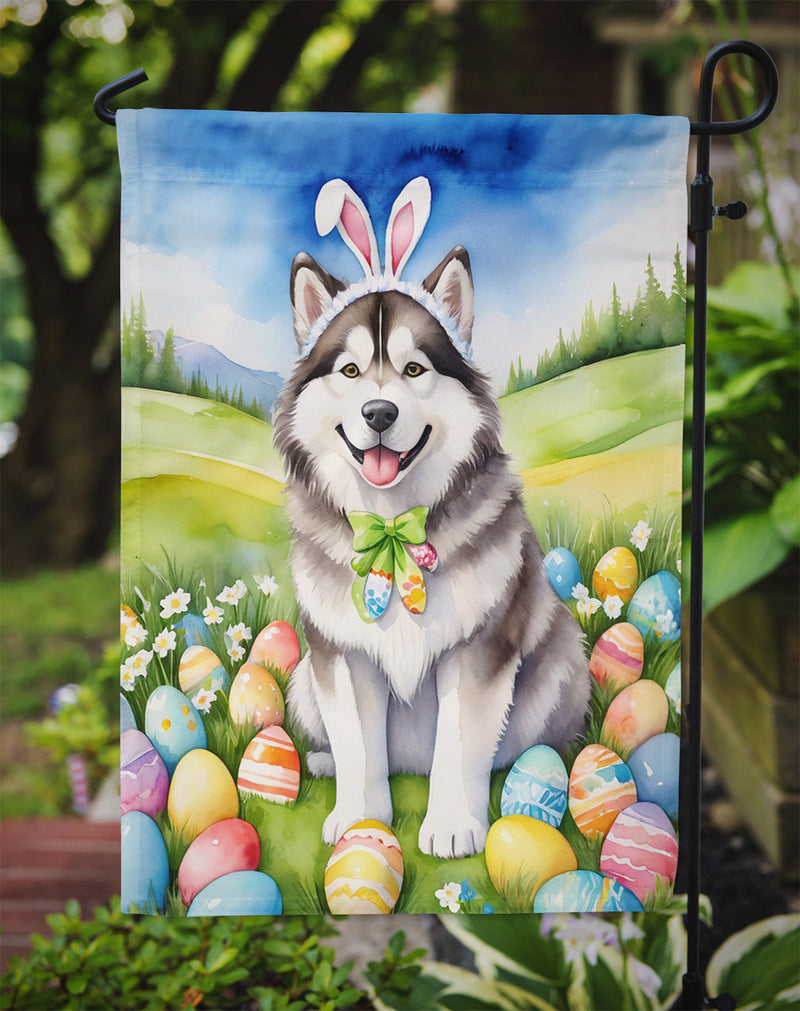 Alaskan Malamute Easter Egg Hunt Garden Flag