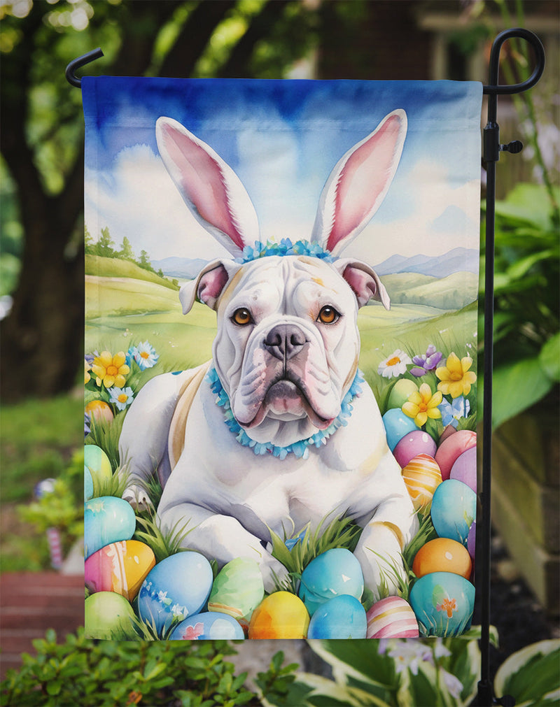 American Bulldog Easter Garden Flag - Easter Egg Hunt - Dog-Themed Spring Yard Decor