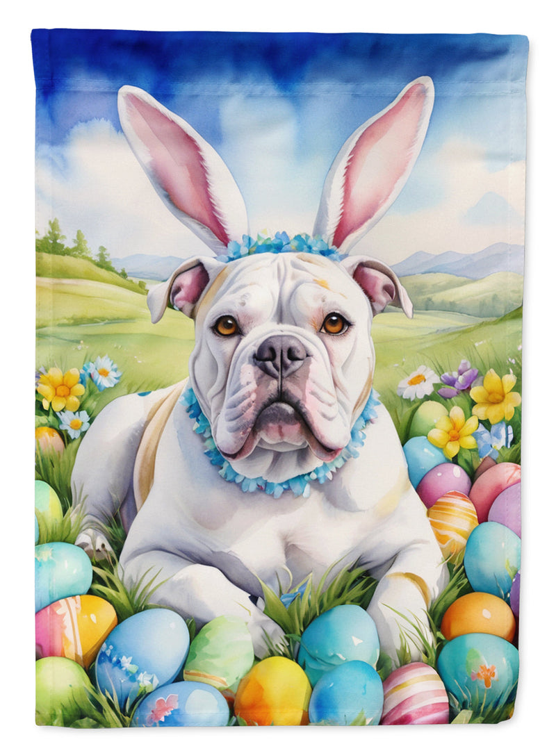 American Bulldog Easter Garden Flag - Easter Egg Hunt - Dog-Themed Spring Yard Decor