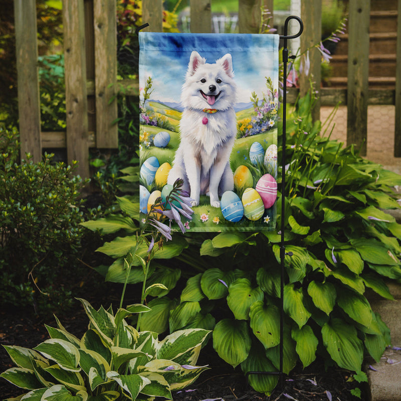 American Eskimo Easter Garden Flag - Easter Egg Hunt - Dog-Themed Spring Yard Decor