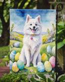 American Eskimo Easter Garden Flag - Easter Egg Hunt - Dog-Themed Spring Yard Decor