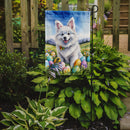 American Eskimo Easter Garden Flag - Easter Egg Hunt - Dog-Themed Spring Yard Decor
