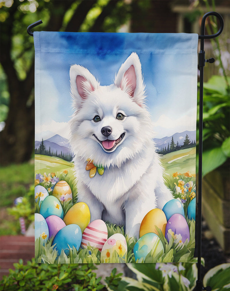 American Eskimo Easter Garden Flag - Easter Egg Hunt - Dog-Themed Spring Yard Decor
