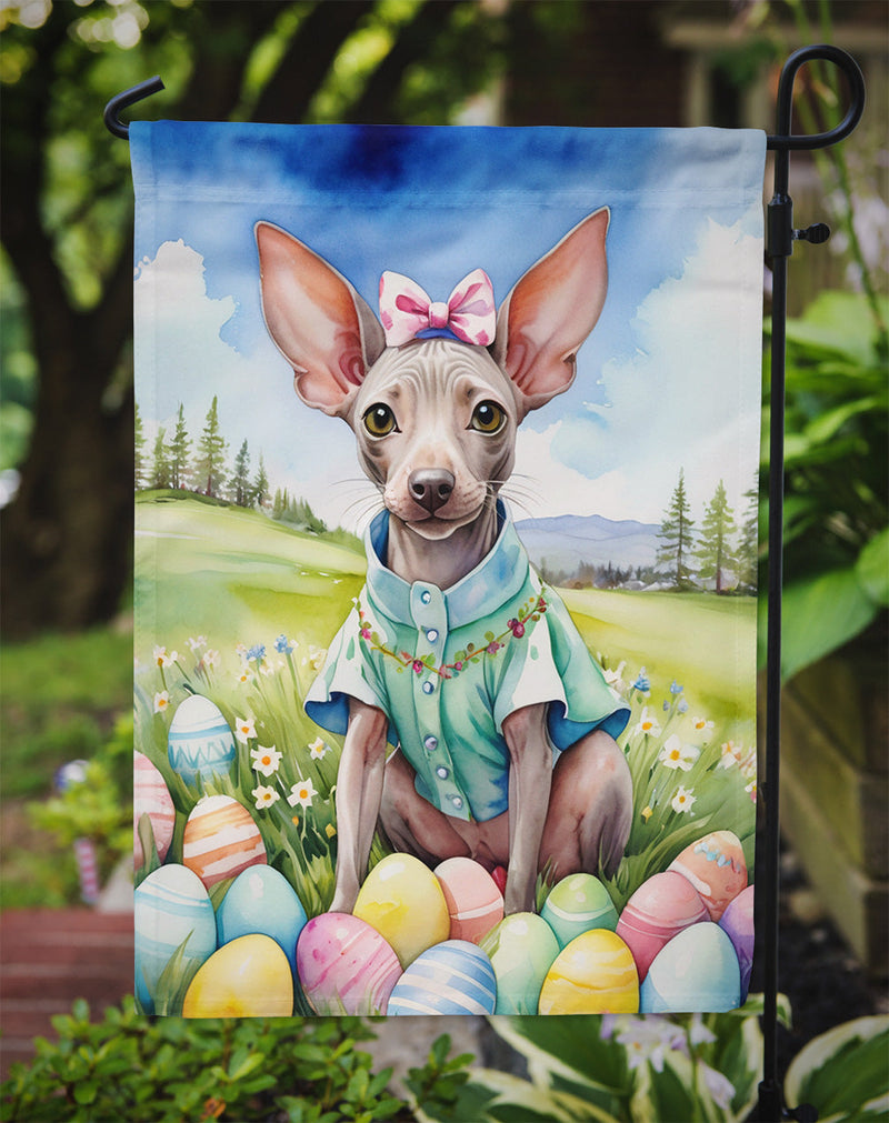 American Hairless Terrier Easter Garden Flag - Easter Egg Hunt - Dog-Themed Spring Yard Decor