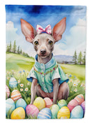 American Hairless Terrier Easter Garden Flag - Easter Egg Hunt - Dog-Themed Spring Yard Decor