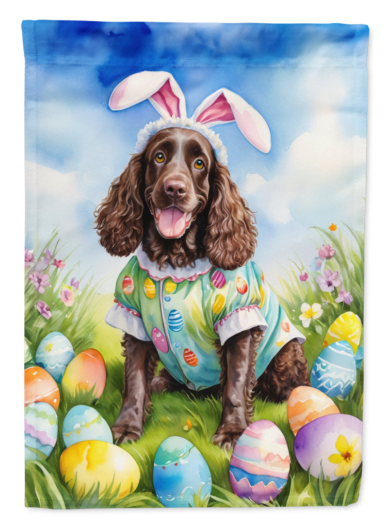 American Water Spaniel Easter Garden Flag - Easter Egg Hunt - Dog-Themed Spring Yard Decor
