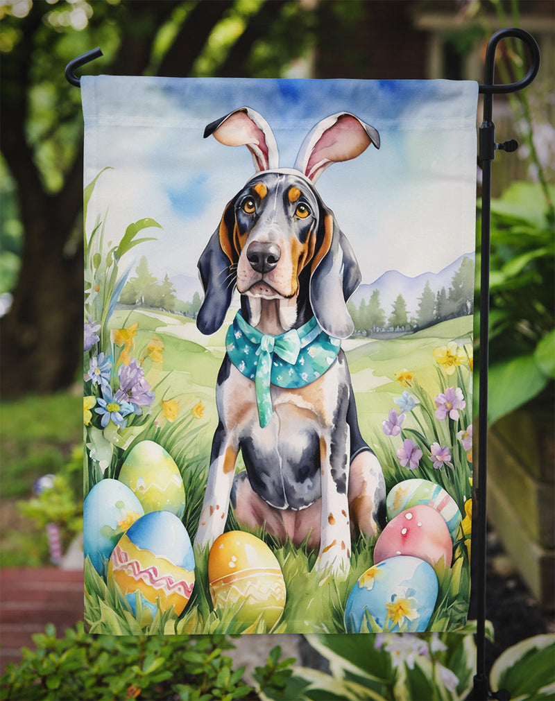 Bluetick Coonhound Easter Garden Flag - Easter Egg Hunt - Dog-Themed Spring Yard Decor