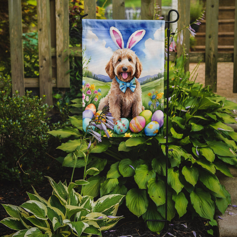 Goldendoodle Easter Garden Flag - Easter Egg Hunt - Dog-Themed Spring Yard Decor