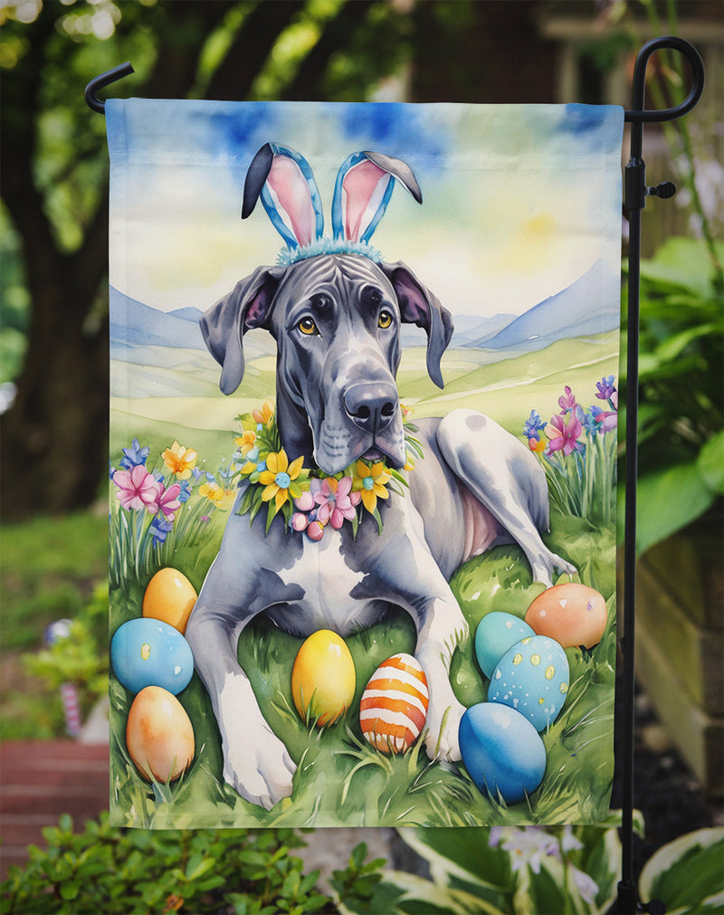 Great Dane Easter Garden Flag - Easter Egg Hunt - Dog-Themed Spring Yard Decor