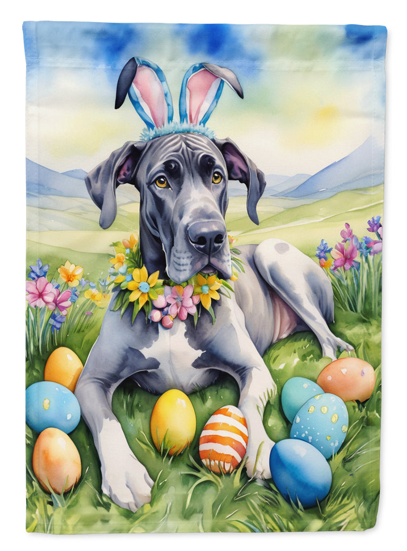 Great Dane Easter Garden Flag - Easter Egg Hunt - Dog-Themed Spring Yard Decor