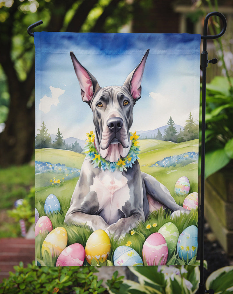 Great Dane Easter Garden Flag - Easter Egg Hunt - Dog-Themed Spring Yard Decor