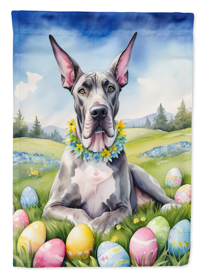 Great Dane Easter Garden Flag - Easter Egg Hunt - Dog-Themed Spring Yard Decor