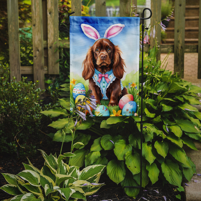 Sussex Spaniel Easter Garden Flag - Easter Egg Hunt - Dog-Themed Spring Yard Decor