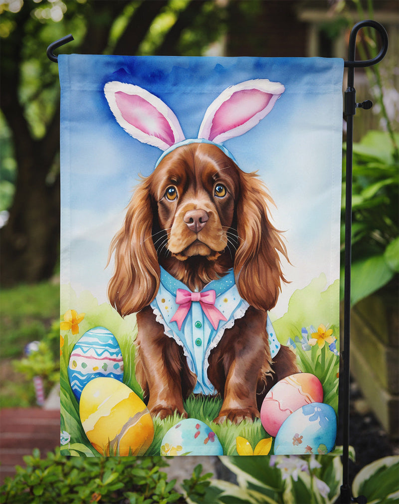 Sussex Spaniel Easter Garden Flag - Easter Egg Hunt - Dog-Themed Spring Yard Decor