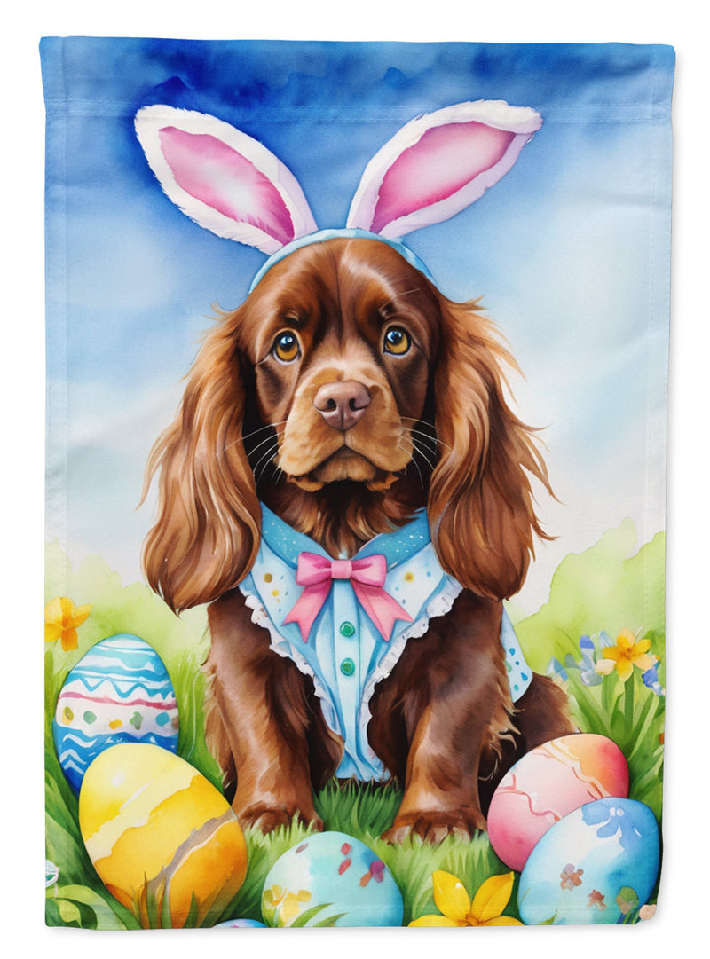Sussex Spaniel Easter Garden Flag - Easter Egg Hunt - Dog-Themed Spring Yard Decor
