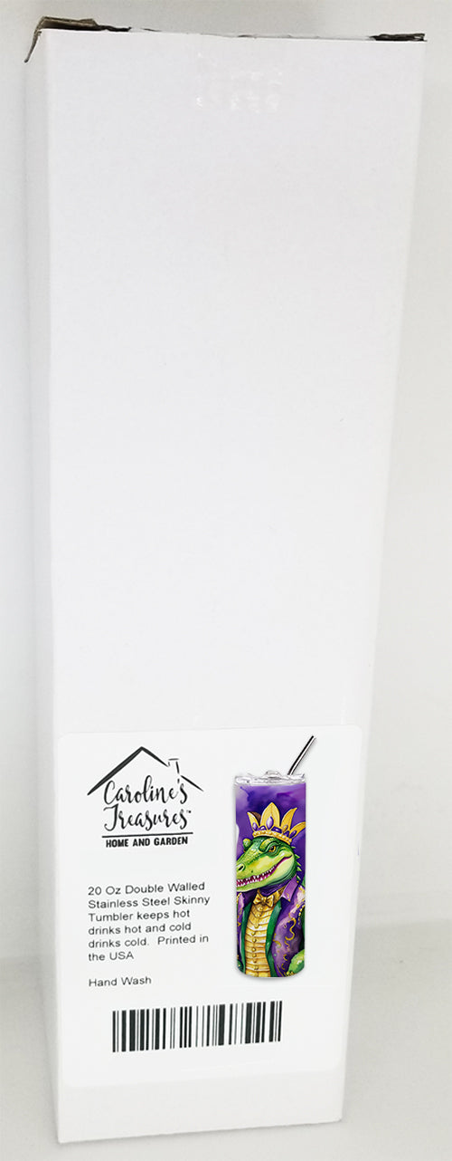 Alligator King of Mardi Gras Stainless Steel Skinny Tumbler