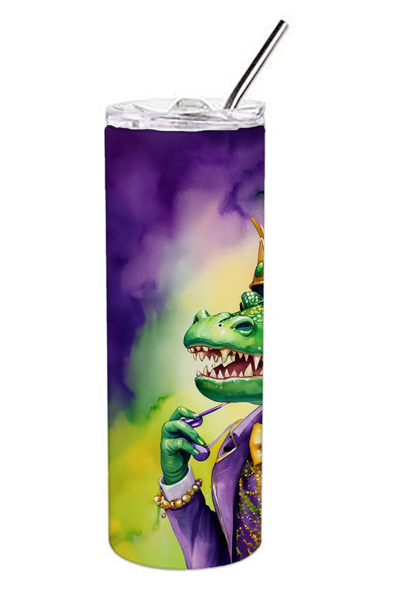 Alligator King of Mardi Gras Stainless Steel Skinny Tumbler