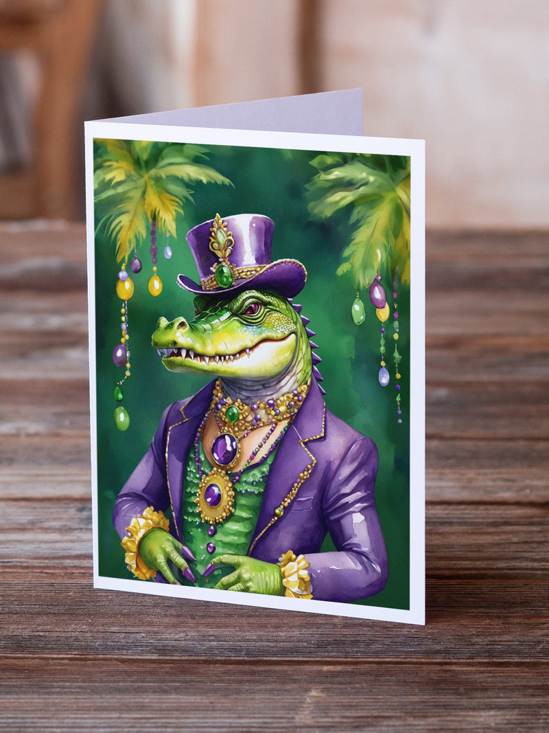 Alligator King of Mardi Gras Greeting Cards Pack of 8