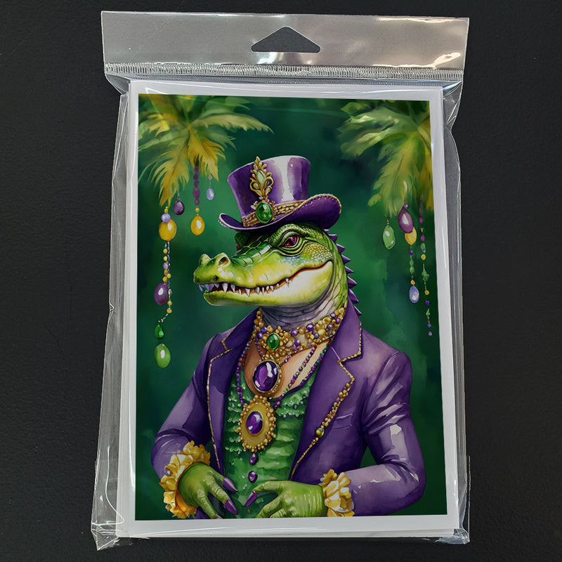 Alligator King of Mardi Gras Greeting Cards Pack of 8