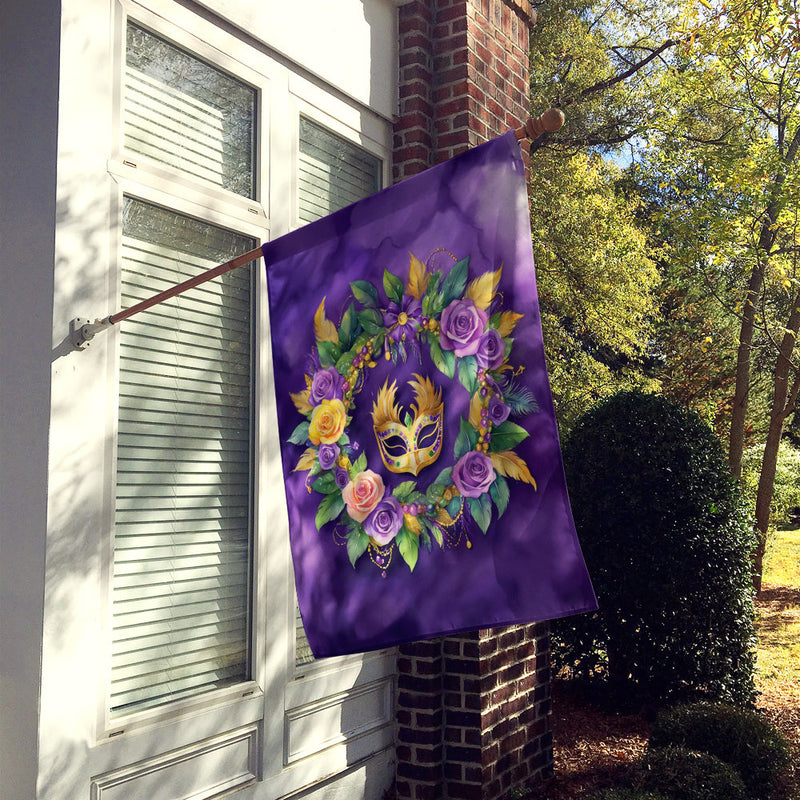 Wreath Mardi Gras House Flag