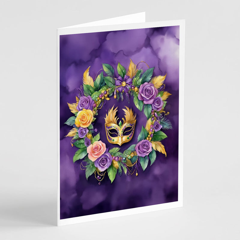 Wreath Mardi Gras Greeting Cards Pack of 8