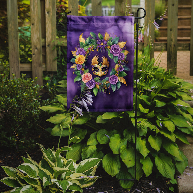 Wreath Mardi Gras Garden Flag