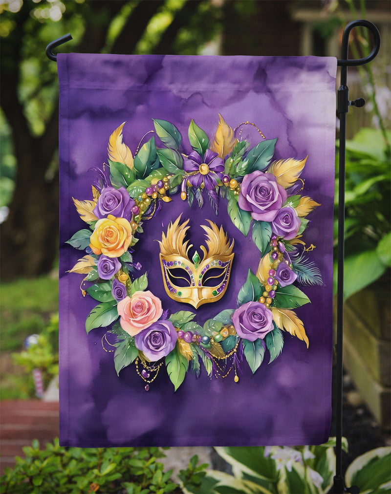 Wreath Mardi Gras Garden Flag