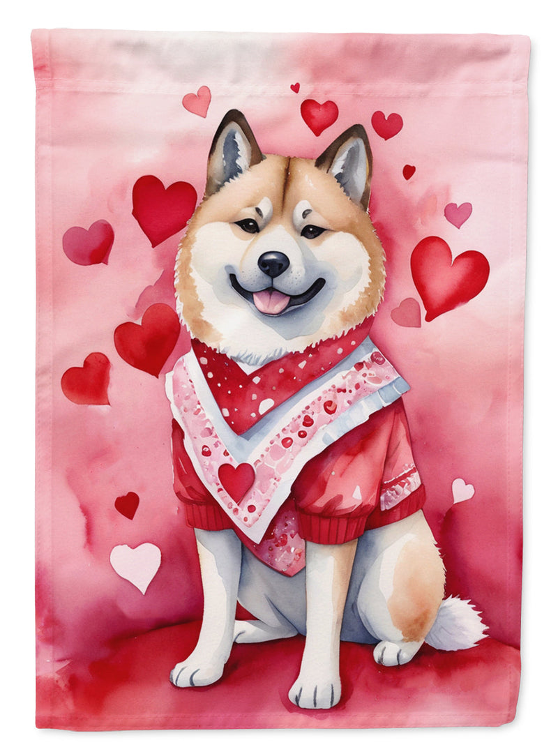 Akita My Valentine House Flag