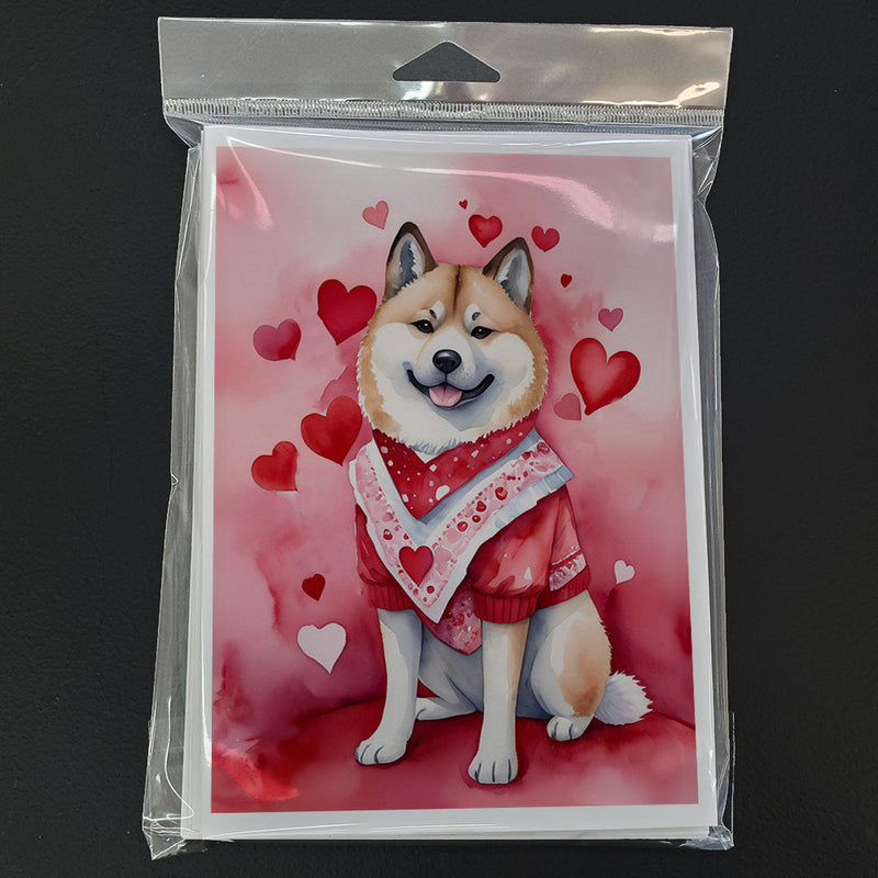 Akita My Valentine Greeting Cards Pack of 8