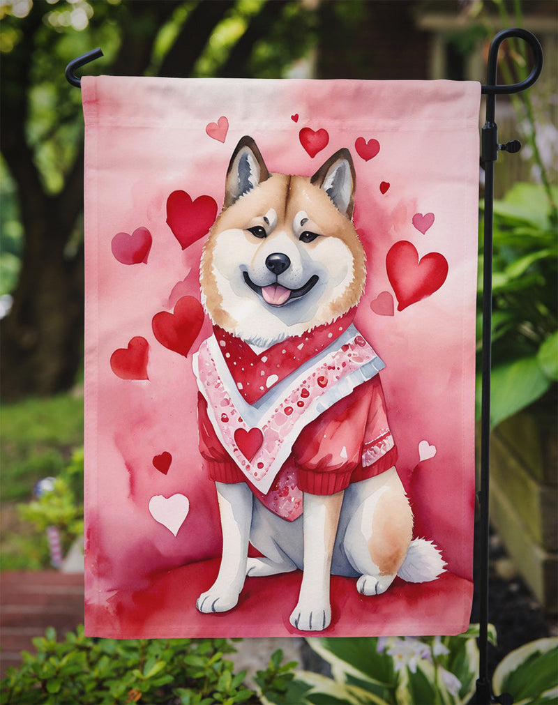 Akita My Valentine Garden Flag